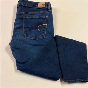 Dark Wash  Blue Denim High Rise American Eagle Super Stretch Jeggings Sz 10